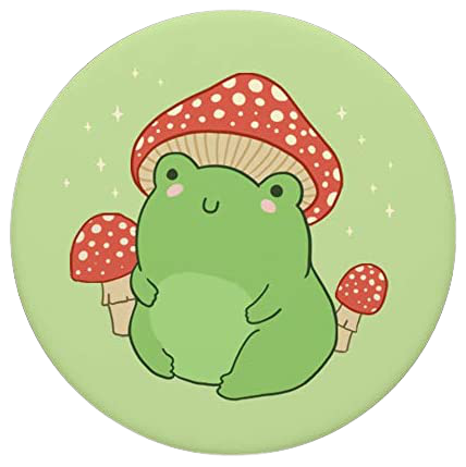 frog with a mushroom on his head